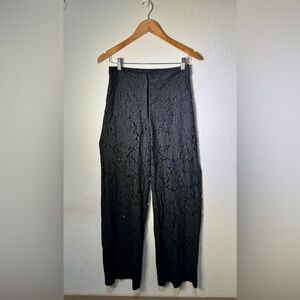 Peach Couture Black Lace Wide Leg Pants